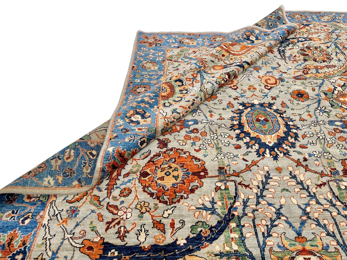 Aryana - Sickle Leaf Kerman Design (8'08"x11'09") lt.gray/blue/rust
