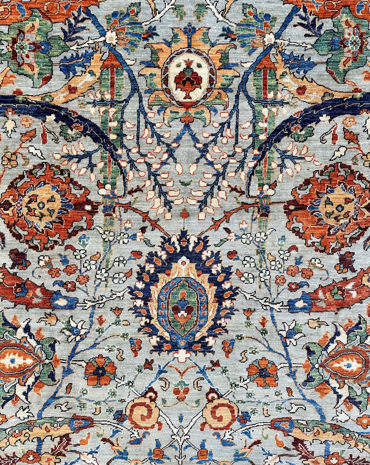 Aryana - Sickle Leaf Kerman Design (8'08"x11'09") lt.gray/blue/rust