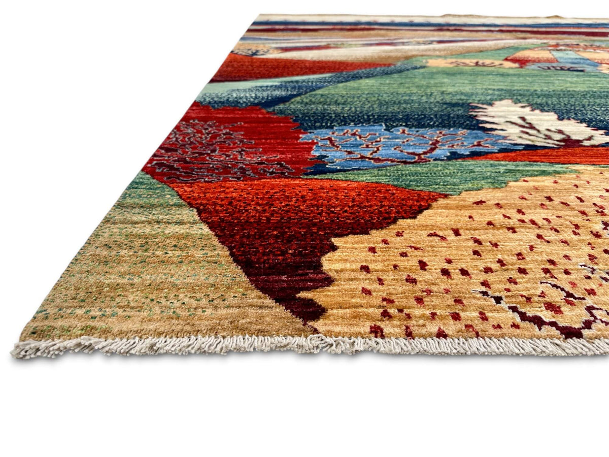Aryana - Pictorial Landscape (8'03"x9'10") multicolor/green/blue/tan