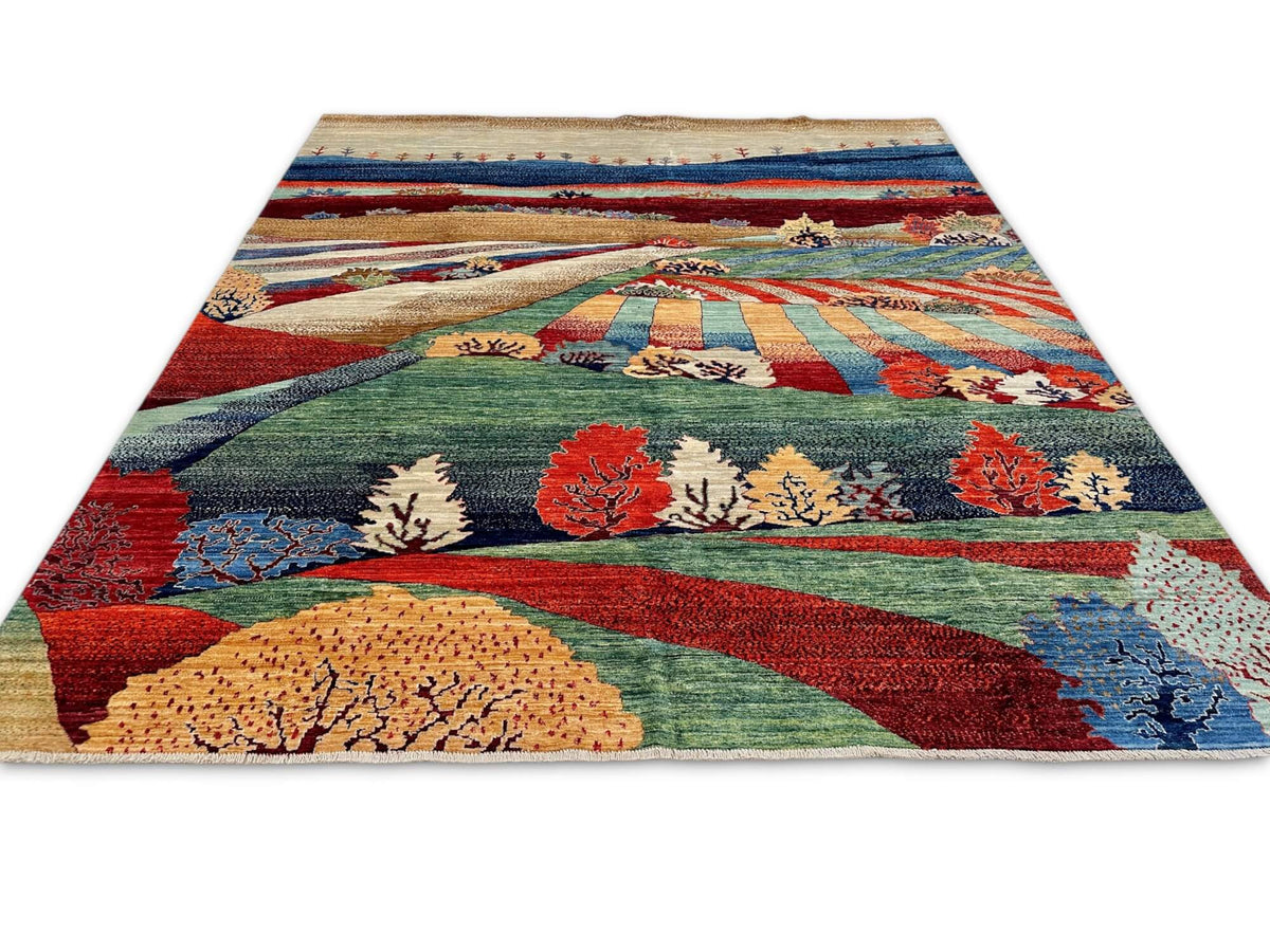 Aryana - Pictorial Landscape (8'03"x9'10") multicolor/green/blue/tan