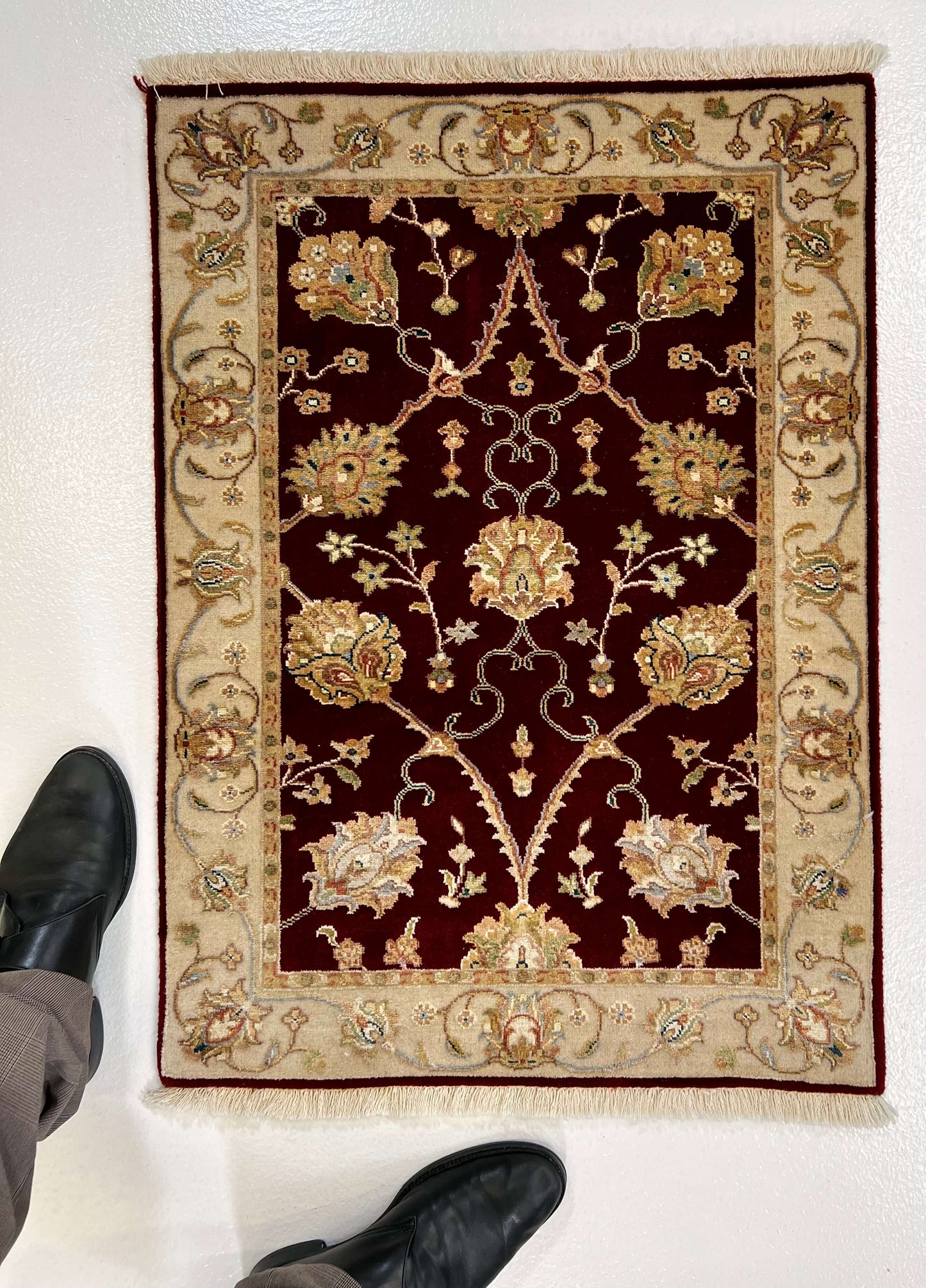 Wool w. silk Kumkapi red/ivo 2x3