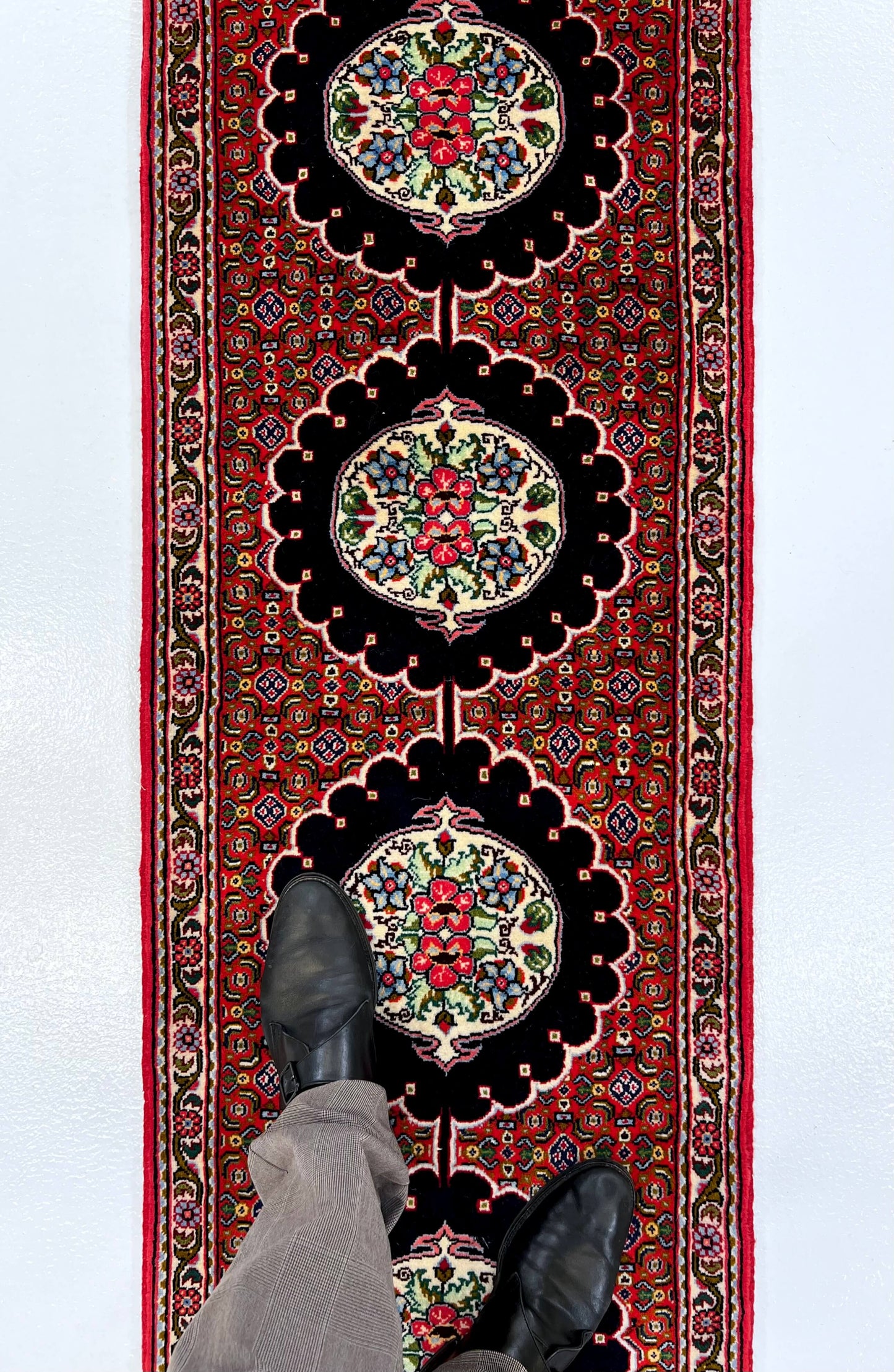 Persian Bijar (2'00"x10'06") red/black/ivory