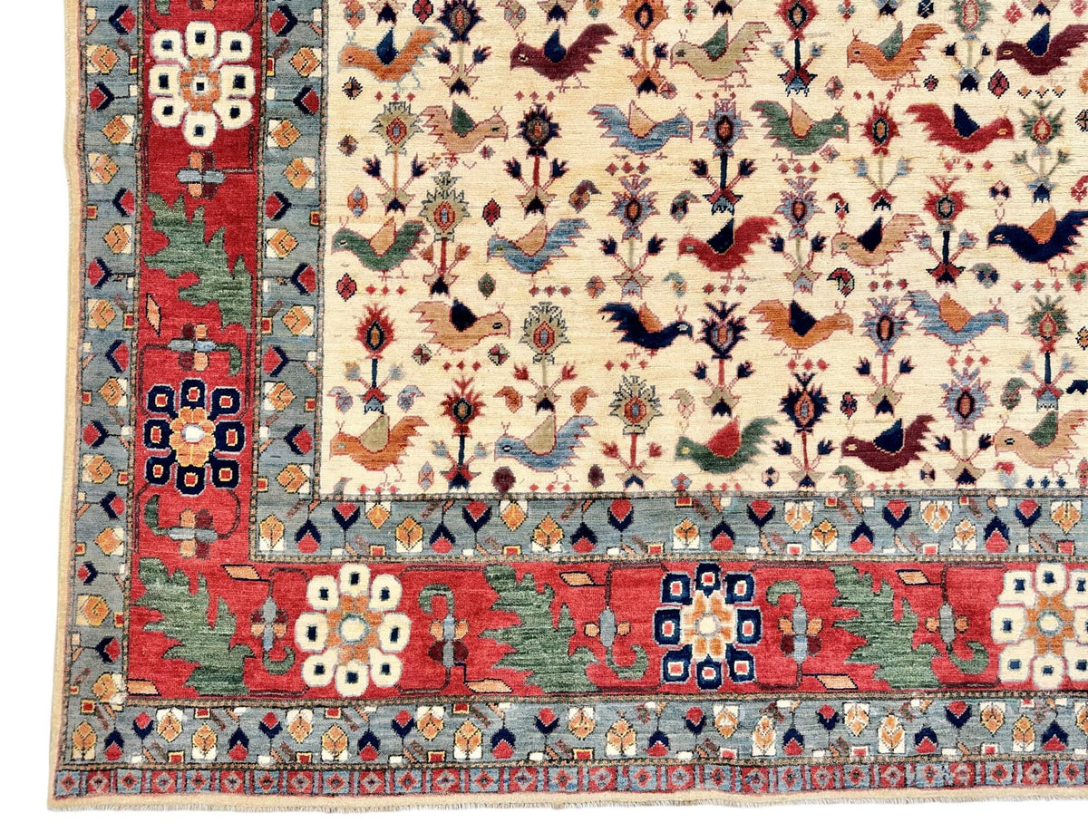 Farahan Sina - Qashqai (5'00"x6'11") ivory/red