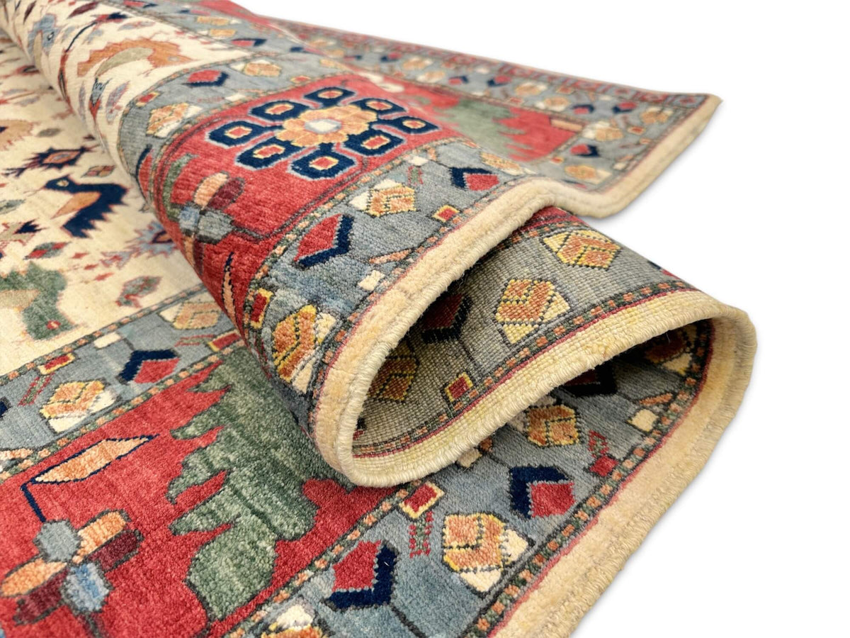 Farahan Sina - Qashqai (5'00"x6'11") ivory/red