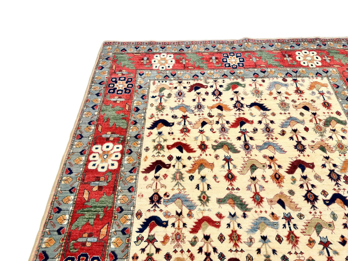 Farahan Sina - Qashqai (5'00"x6'11") ivory/red