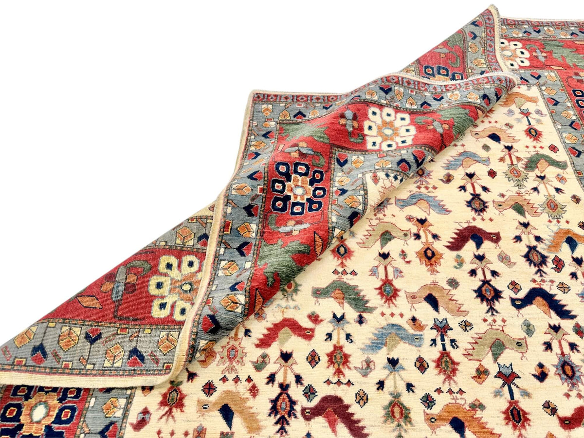 Farahan Sina - Qashqai (5'00"x6'11") ivory/red