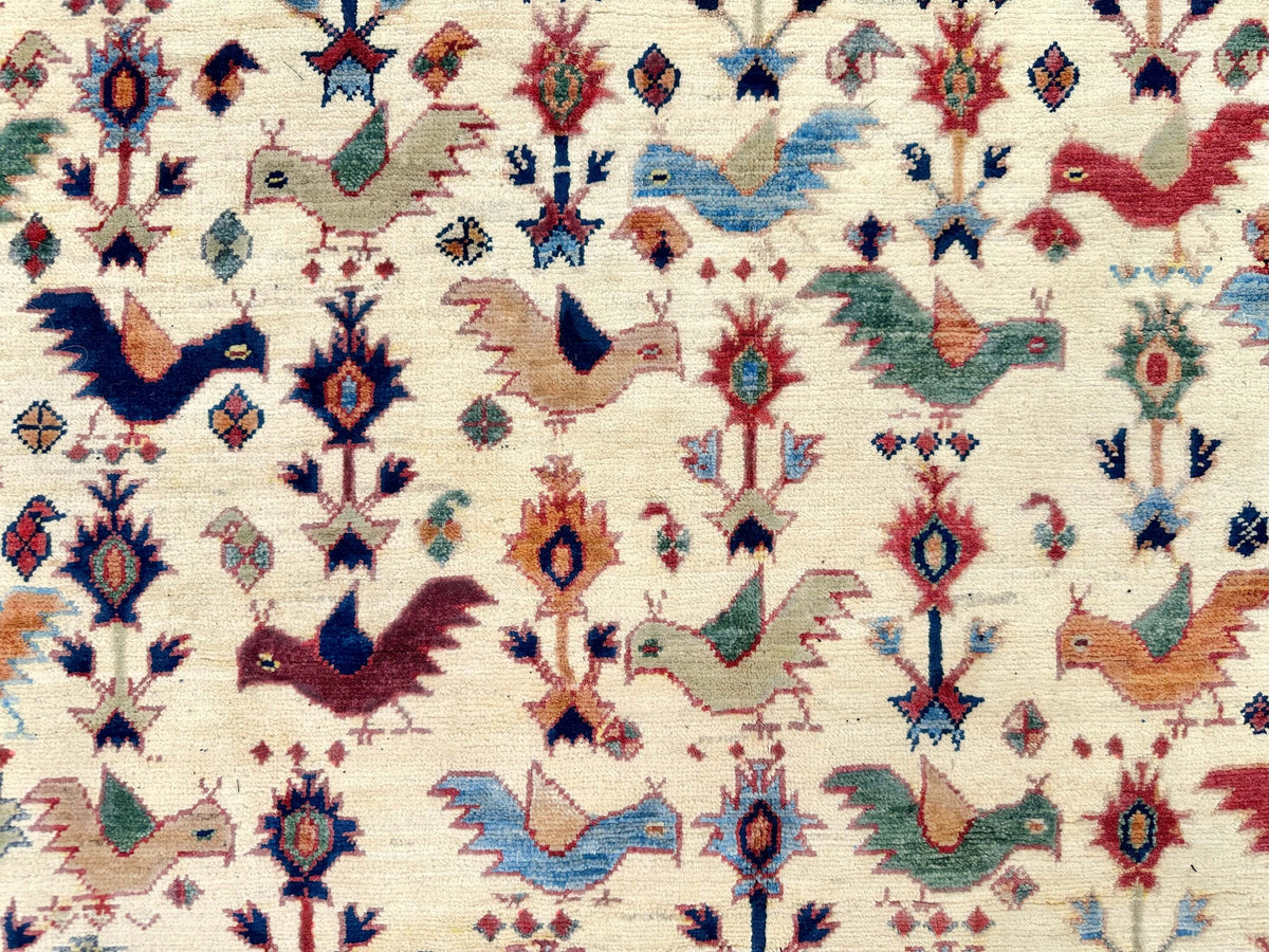 Farahan Sina - Qashqai (5'00"x6'11") ivory/red