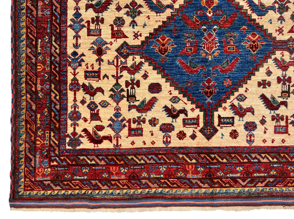 Balouch - Qashqai (5'10"x8'08") ivory/dark red/multicolor