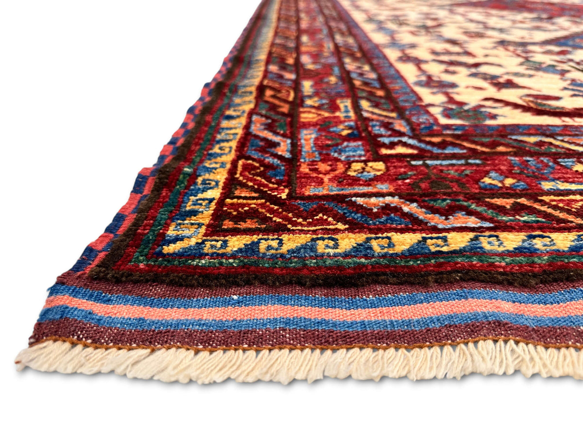 Balouch - Qashqai (5'10"x8'08") ivory/dark red/multicolor