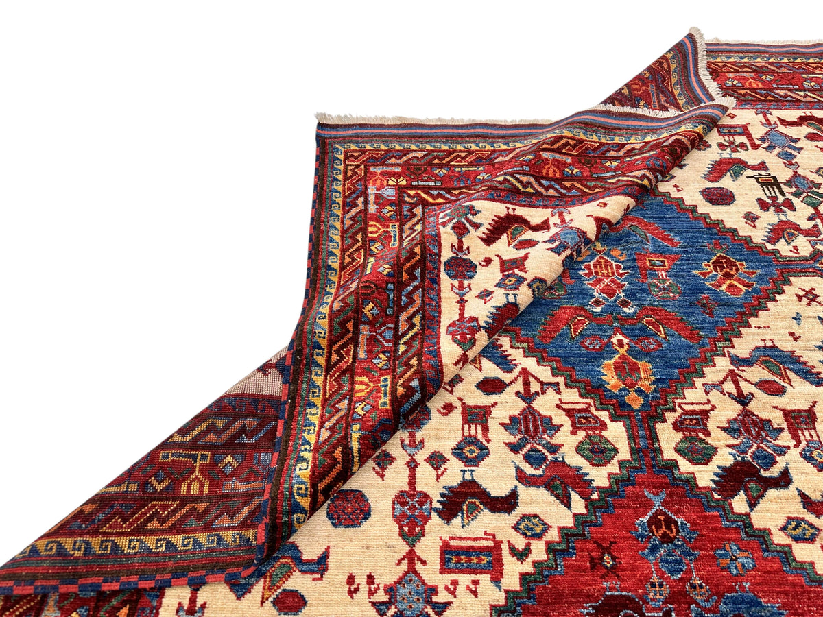 Balouch - Qashqai (5'10"x8'08") ivory/dark red/multicolor