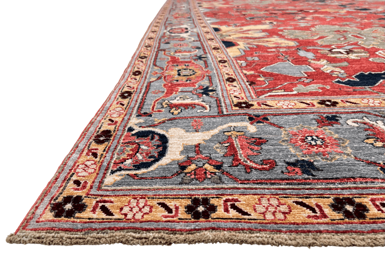 Afghan Heriz (9'07'x13'09") lt.red/lt.blue