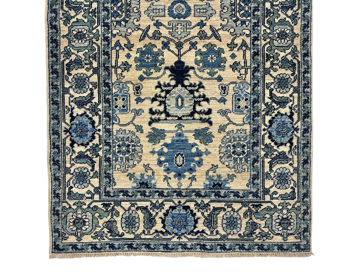 Sina - Afghan Serapi (3'01"x5'03") ivory/blue