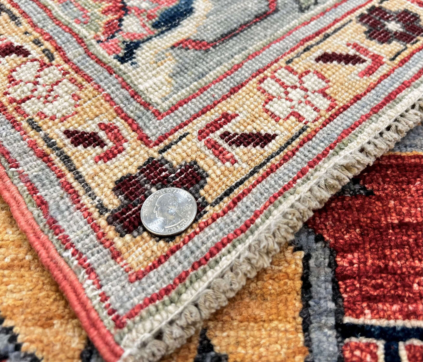 Afghan Heriz (9'07'x13'09") lt.red/lt.blue