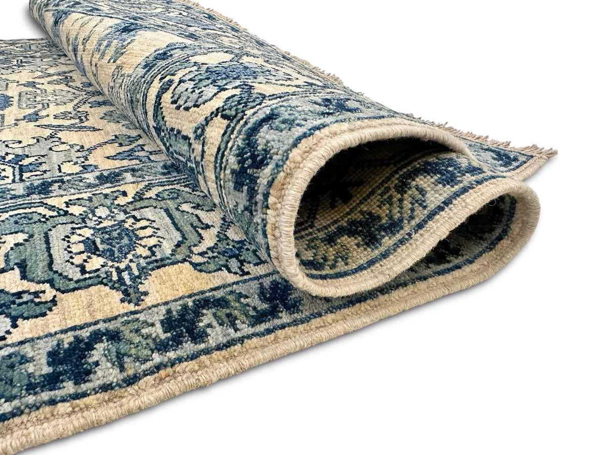 Sina - Afghan Serapi (3'01"x5'03") ivory/blue