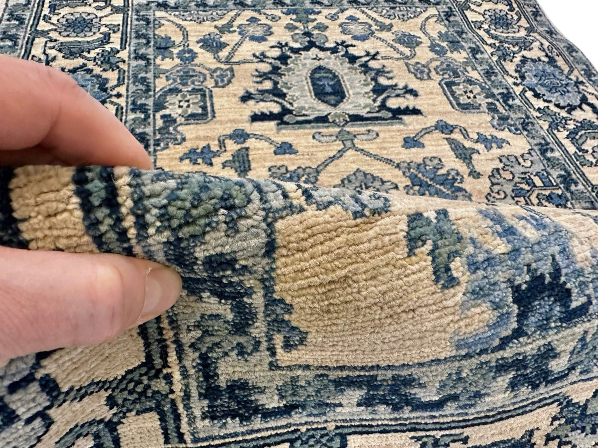 Sina - Afghan Serapi (3'01"x5'03") ivory/blue