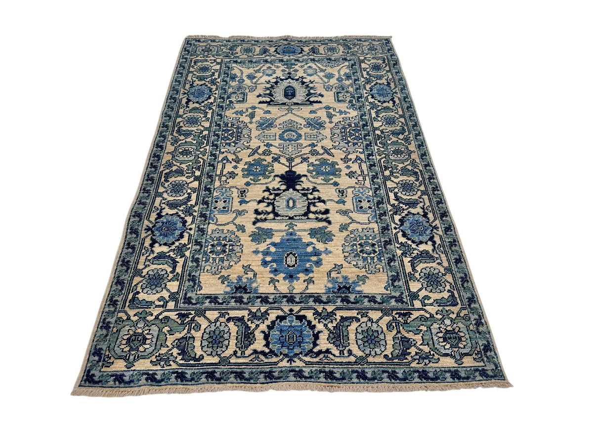 Sina - Afghan Serapi (3'01"x5'03") ivory/blue