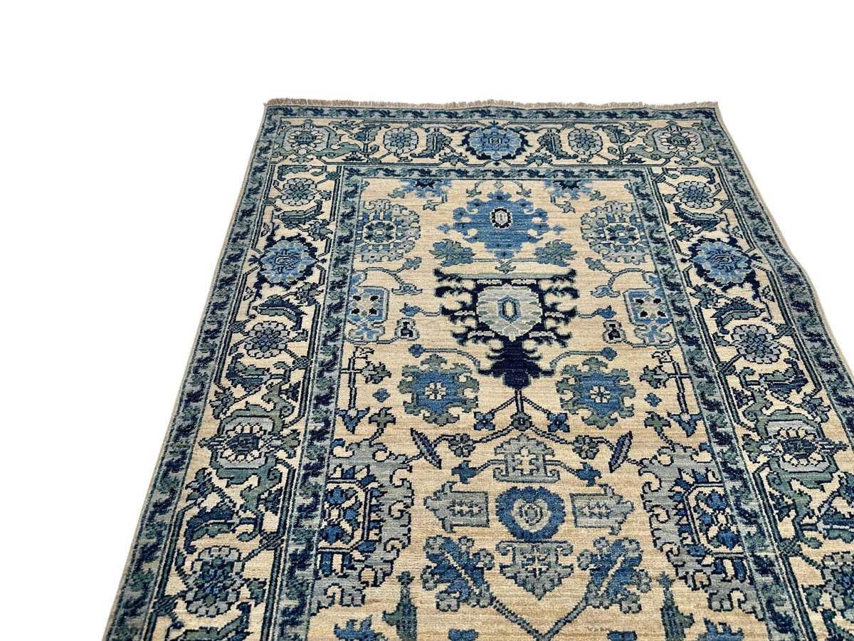 Sina - Afghan Serapi (3'01"x5'03") ivory/blue