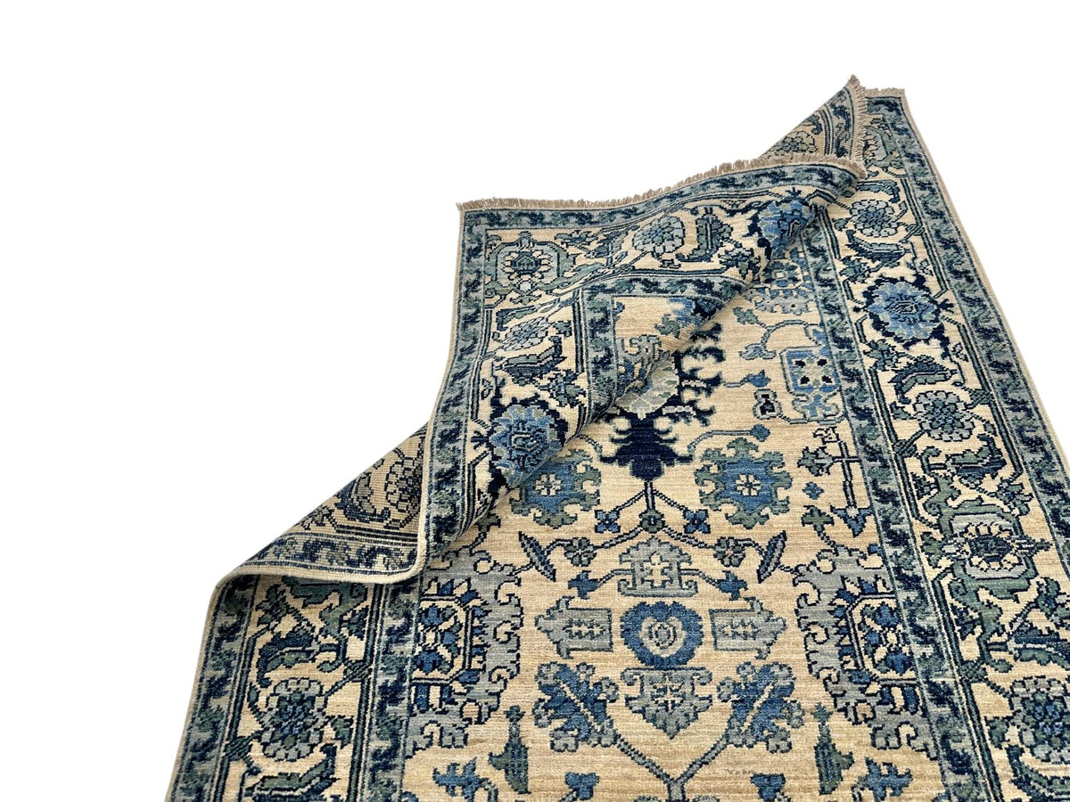 Sina - Afghan Serapi (3'01"x5'03") ivory/blue