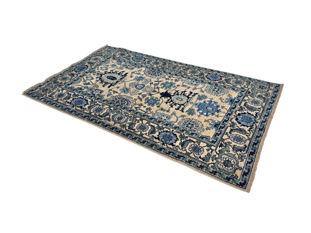 Sina - Afghan Serapi (3'01"x5'03") ivory/blue