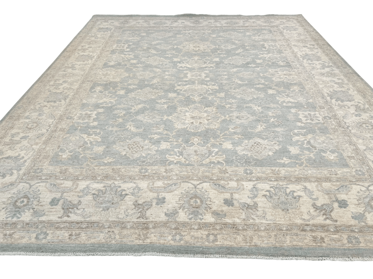 AntiqueWashed Chobi 8'03"x9'10" aqua/ivory