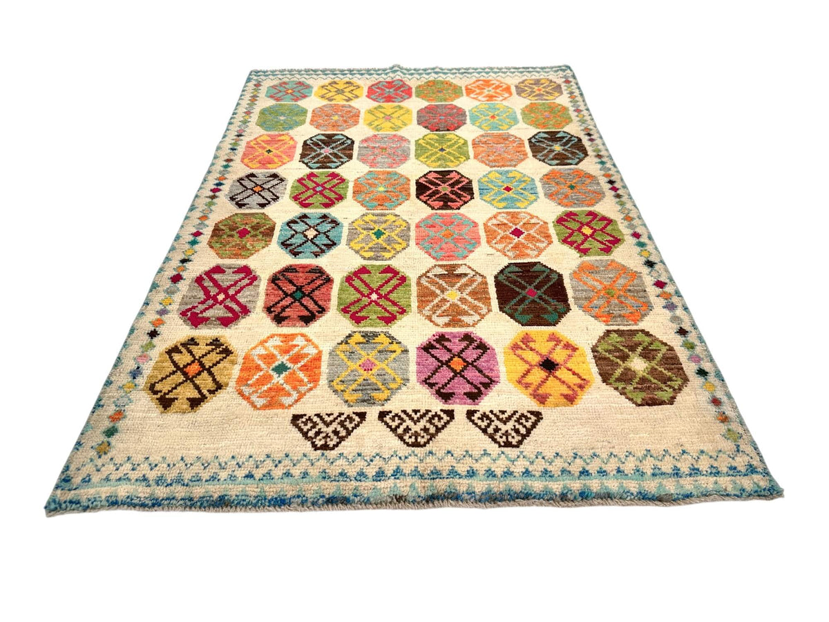 Afghan Anatolian (3'02"x4'10") ivory/multicolor