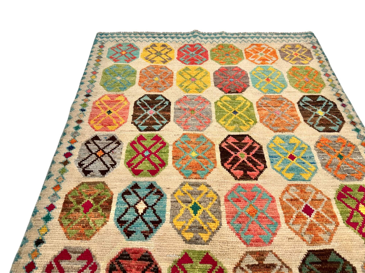 Afghan Anatolian (3'02"x4'10") ivory/multicolor