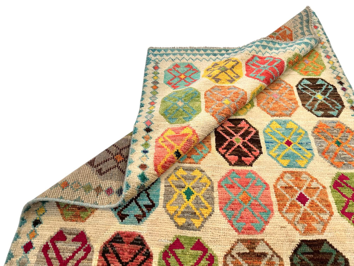 Afghan Anatolian (3'02"x4'10") ivory/multicolor
