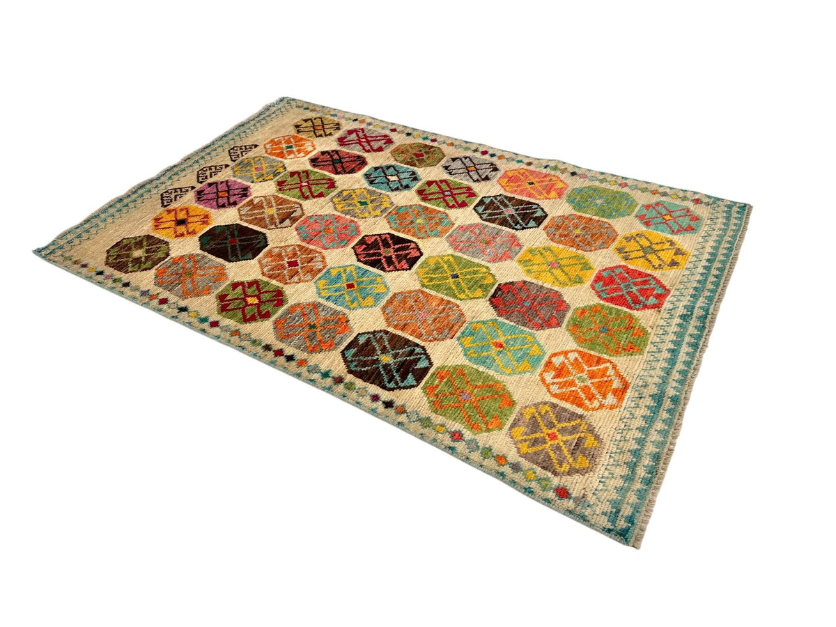 Afghan Anatolian (3'02"x4'10") ivory/multicolor