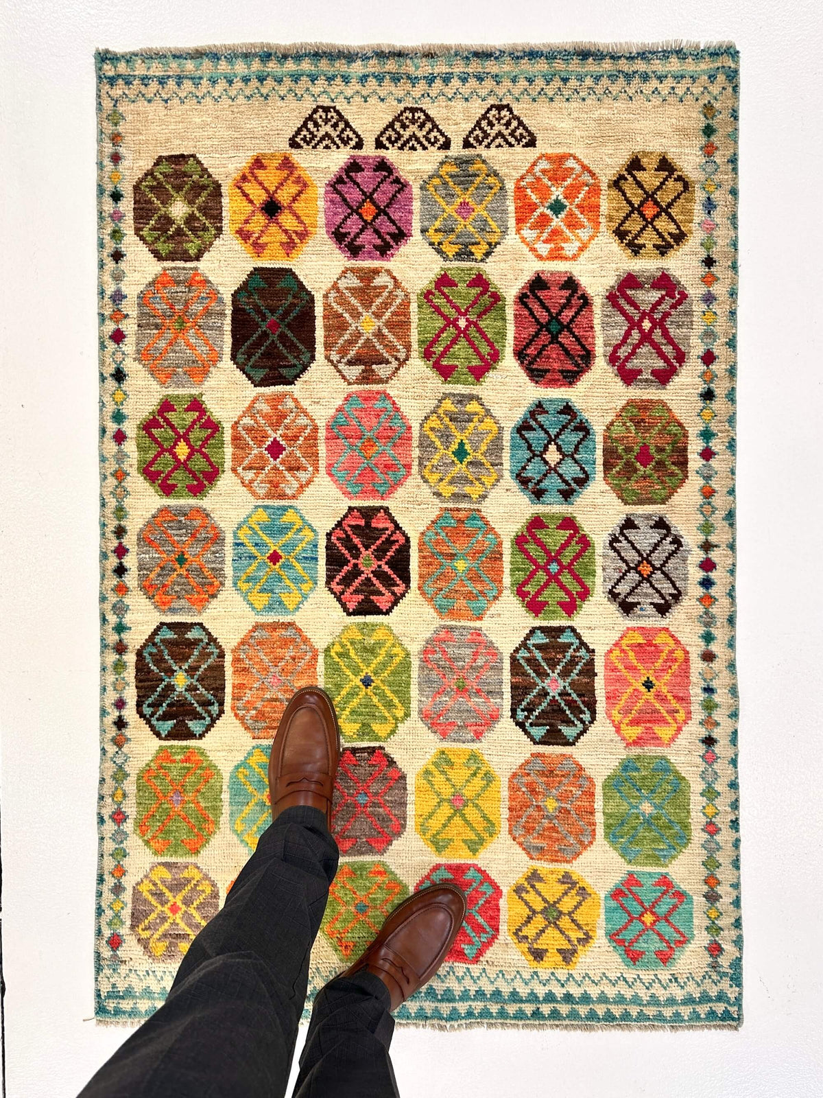 Afghan Anatolian (3'02"x4'10") ivory/multicolor