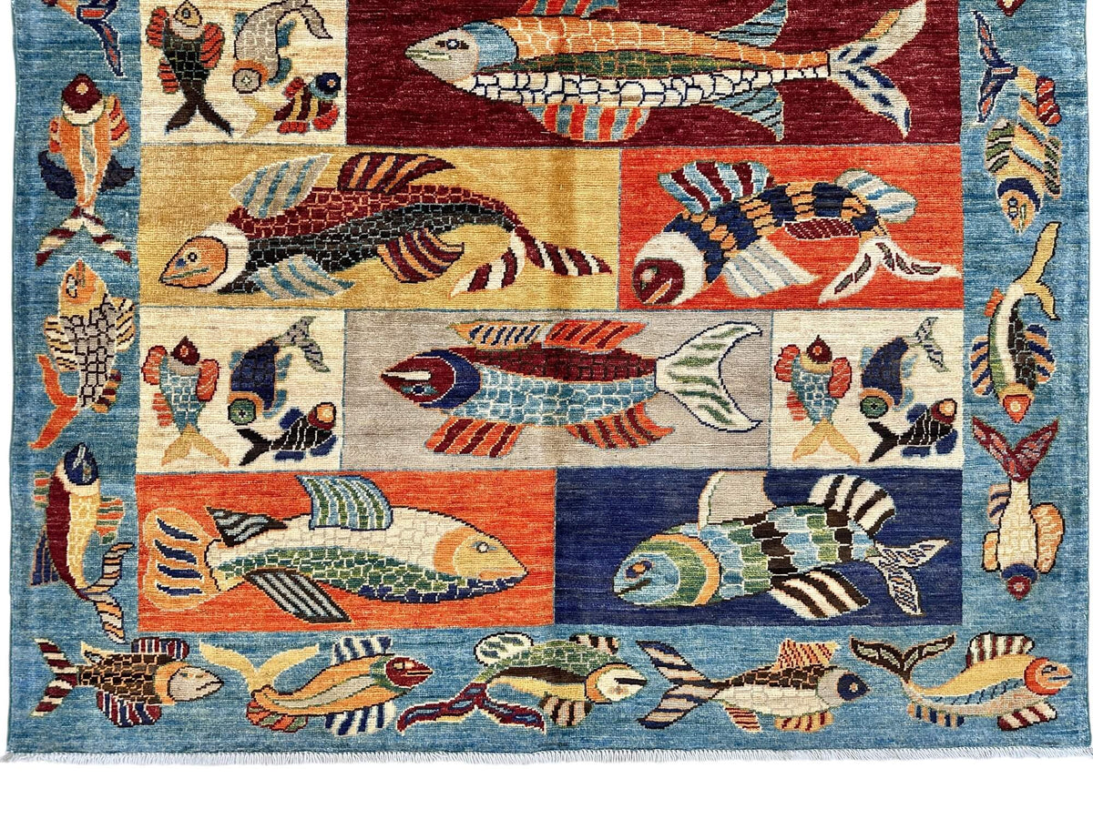 Fine Ariana - Multi-Panel Oceanic (4'10"x6'04") multicolor/blue