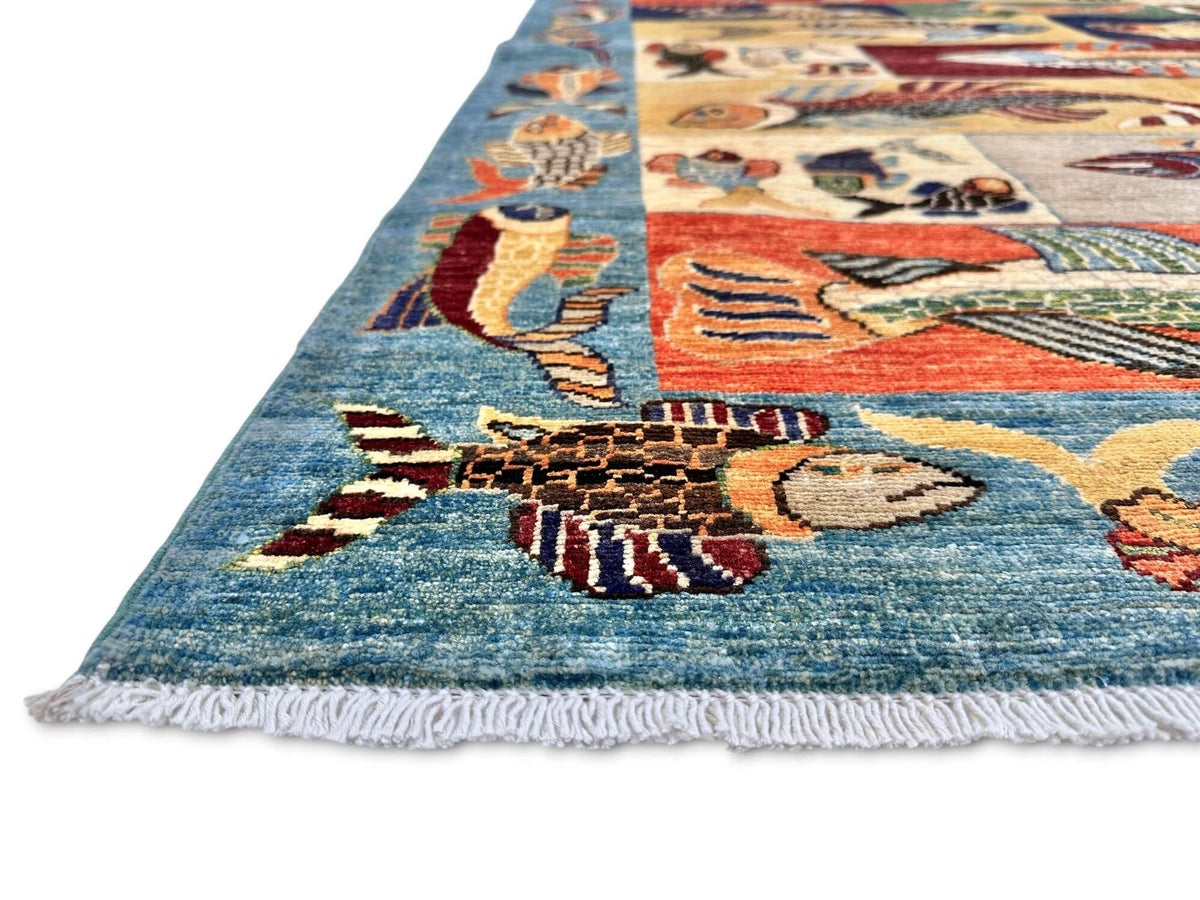 Fine Ariana - Multi-Panel Oceanic (4'10"x6'04") multicolor/blue
