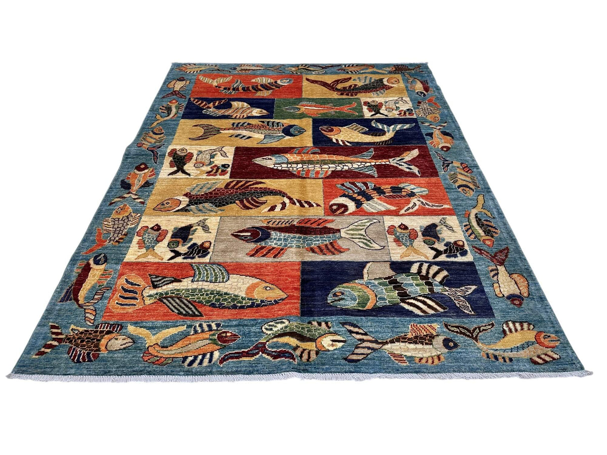 Fine Ariana - Multi-Panel Oceanic (4'10"x6'04") multicolor/blue