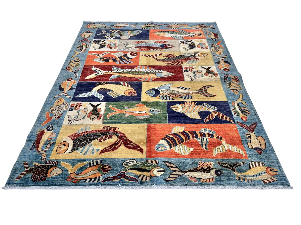 Fine Ariana - Multi-Panel Oceanic (4'10"x6'04") multicolor/blue
