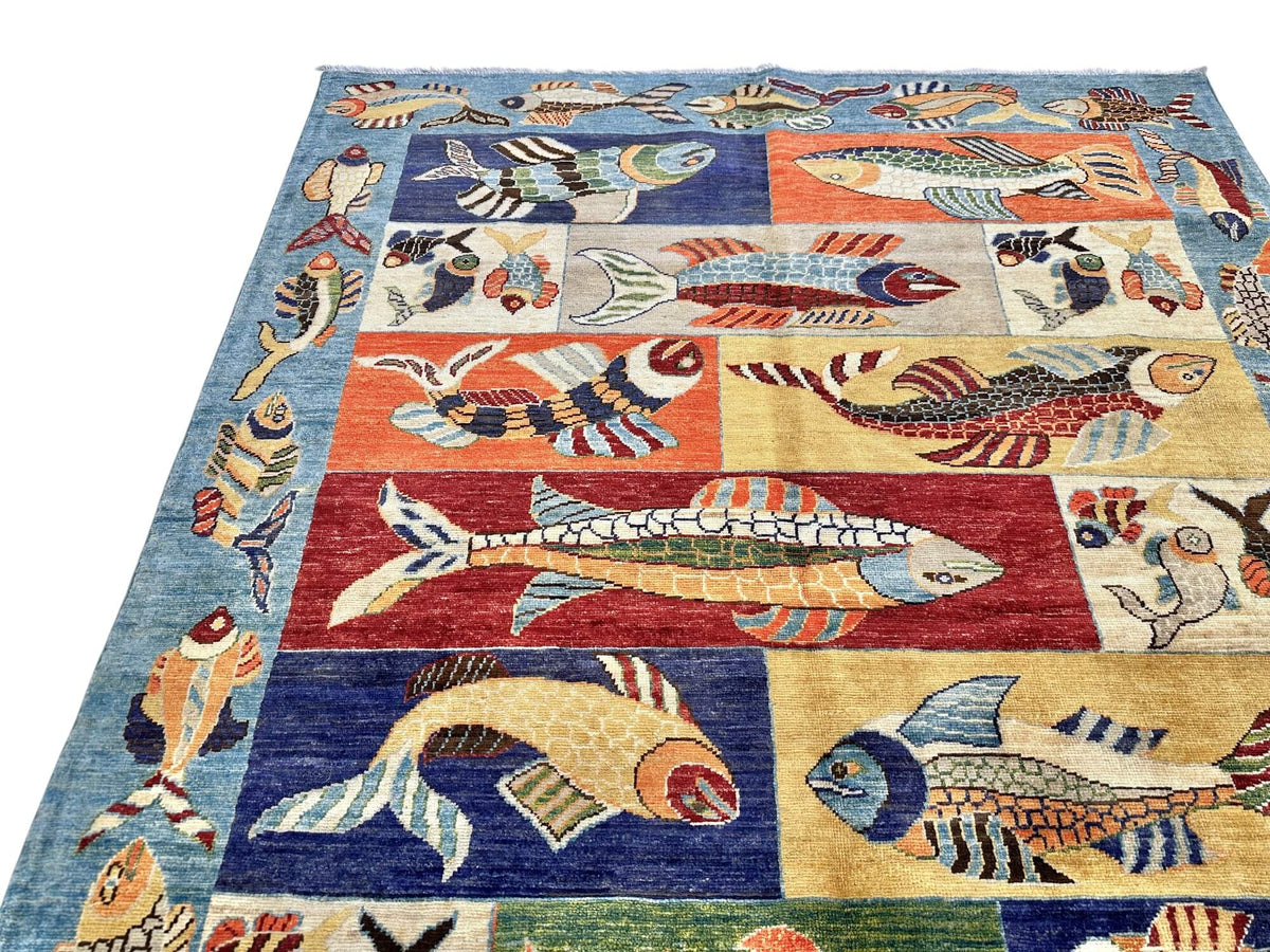 Fine Ariana - Multi-Panel Oceanic (4'10"x6'04") multicolor/blue