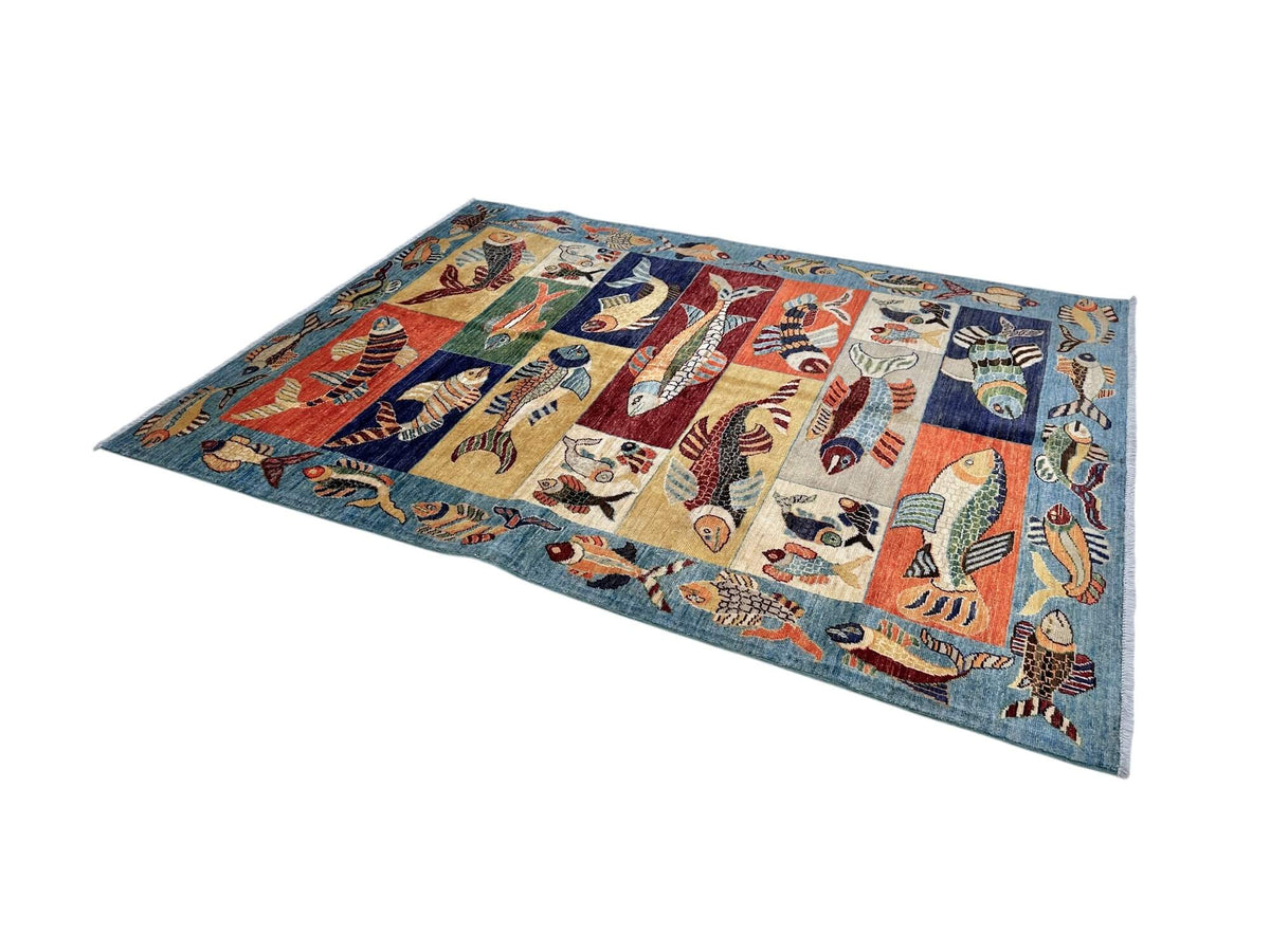 Fine Ariana - Multi-Panel Oceanic (4'10"x6'04") multicolor/blue