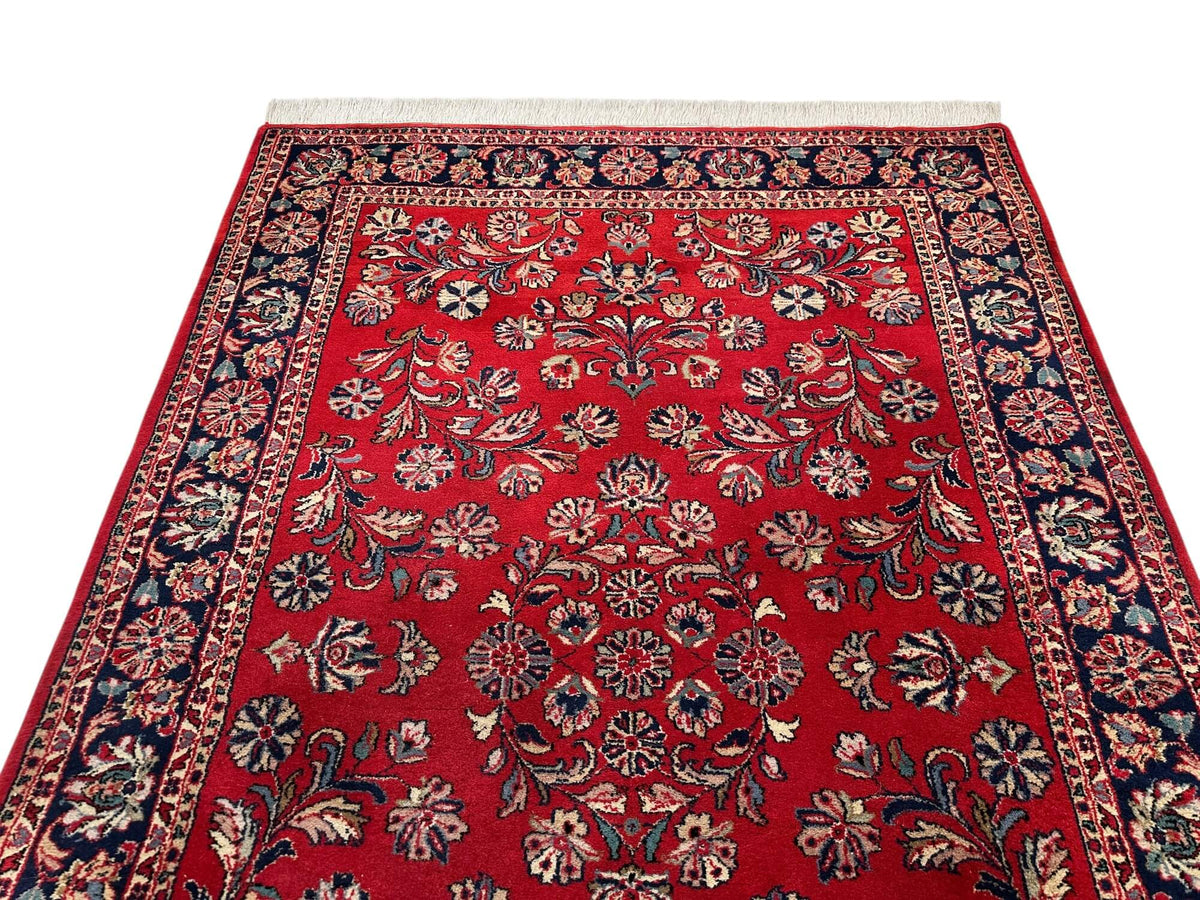 Vintage Indo-Persian - Sarouk (4'07"x6'08") red/navy