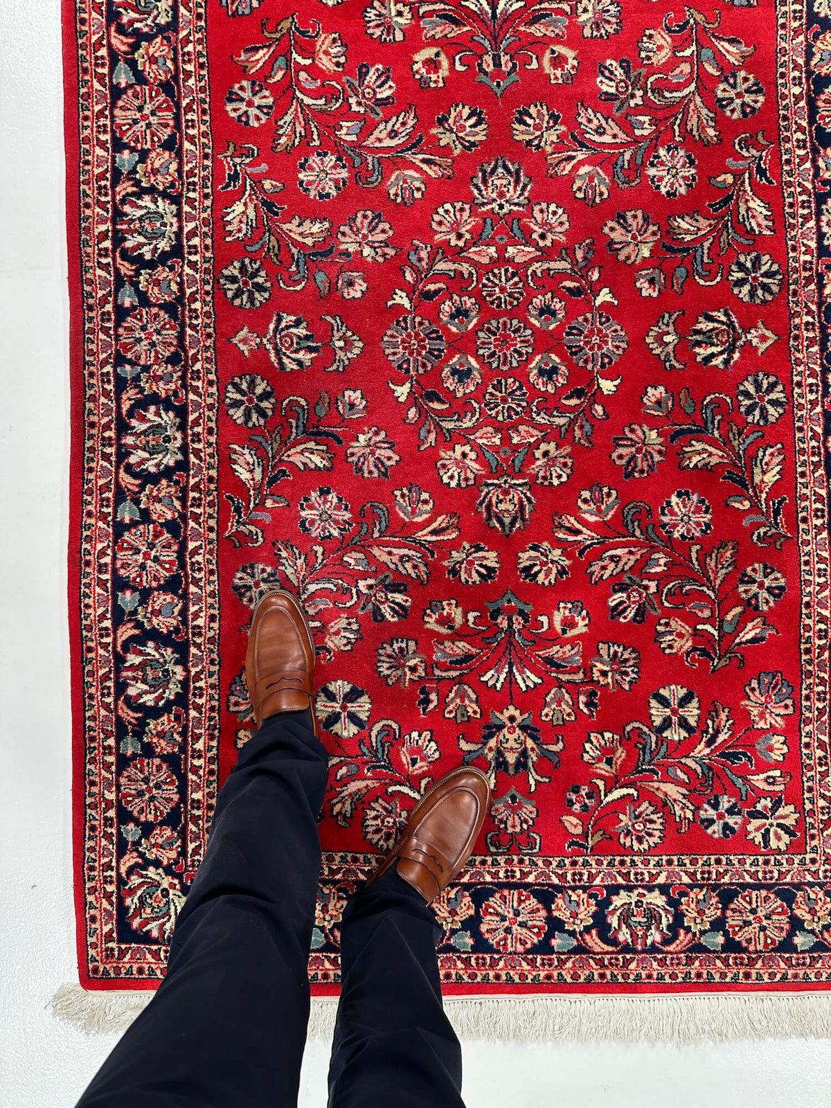 Vintage Indo-Persian - Sarouk (4'07"x6'08") red/navy