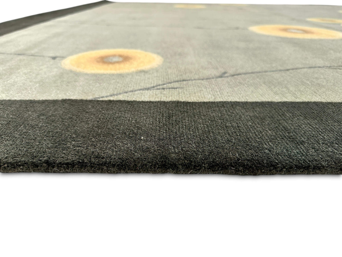 Tibetan 100 - Abstract Blossom w. silk accents (8'00"x10'00") sage/dark forest/light gold
