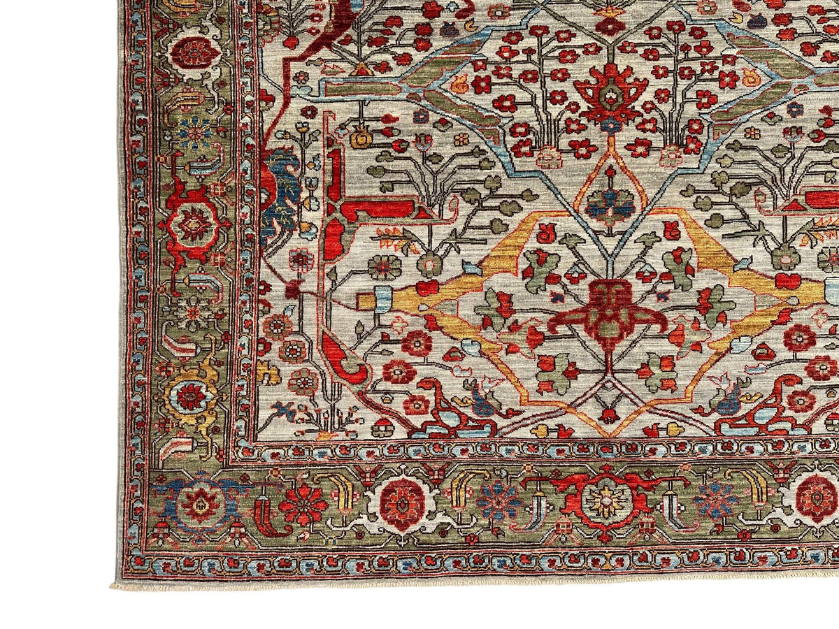Faryab - Gerus Bidjar (6'01"x8'10") light gray/dark sage