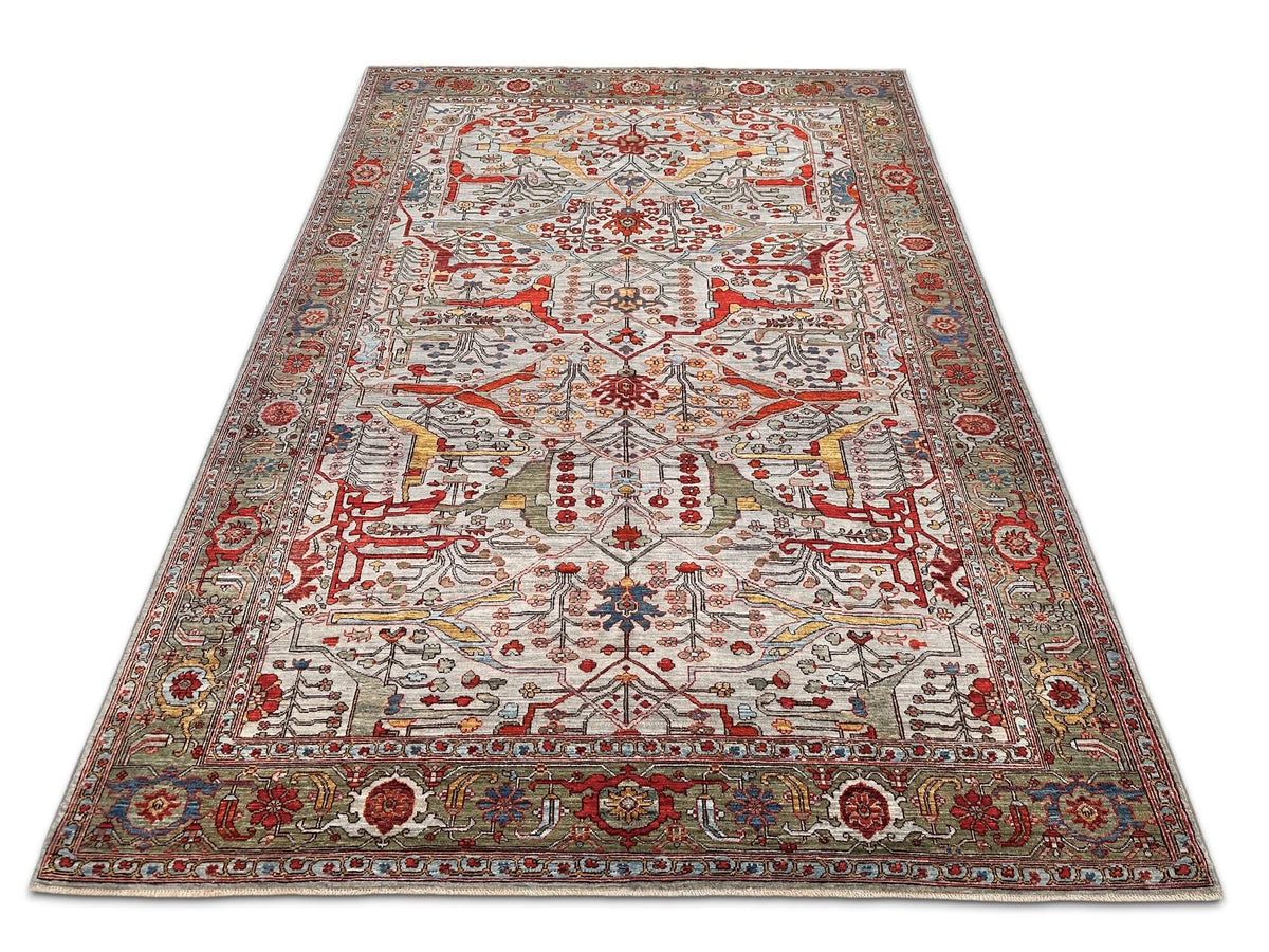 Faryab - Gerus Bidjar (6'01"x8'10") light gray/dark sage