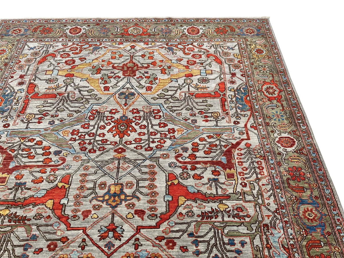 Faryab - Gerus Bidjar (6'01"x8'10") light gray/dark sage