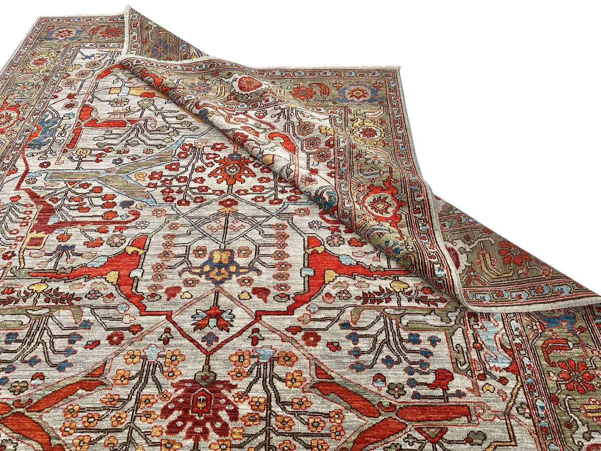 Faryab - Gerus Bidjar (6'01"x8'10") light gray/dark sage
