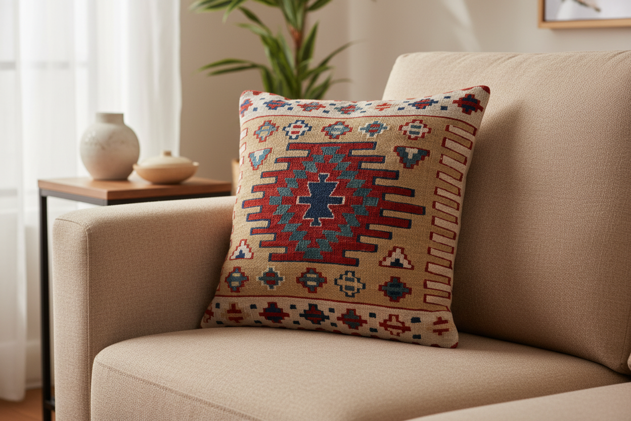 Chinese Kilim Pillow 18"x18"