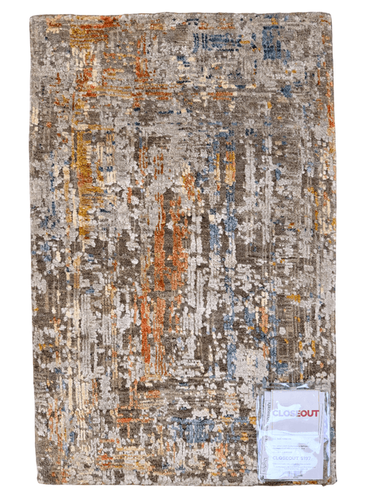 Contemporary Bamboo & Distressed Wool (2x3) gray