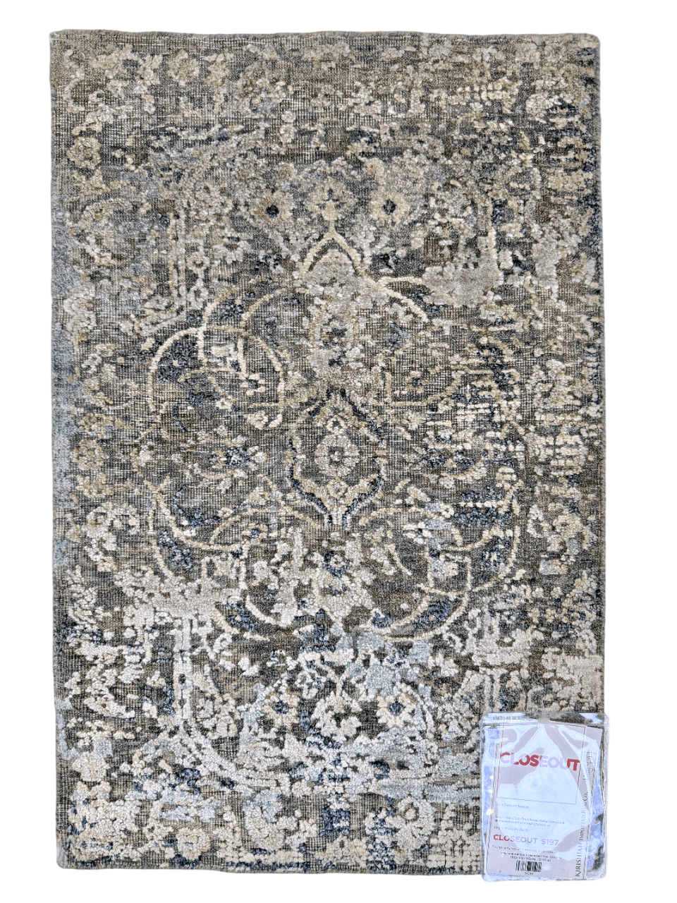 Transitional Bamboo & Distressed Wool (2x3) blue