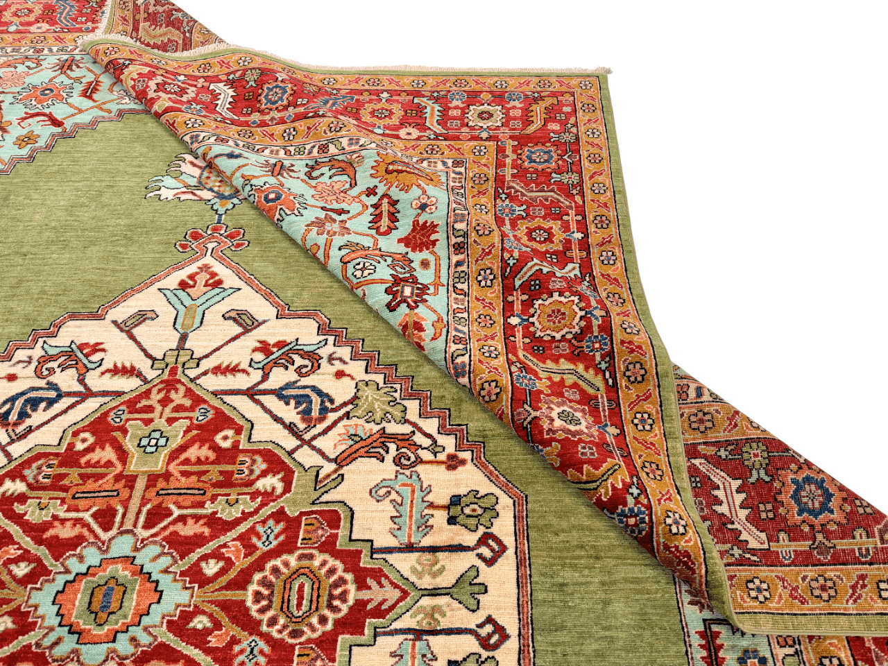 Fine Aryana-Heriz (8'11"x11'09") green/red
