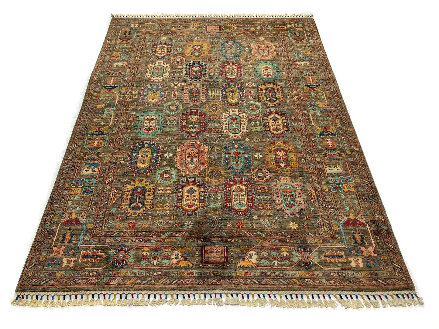 Khorjin (5'06"x7'08") camel/jewel tones