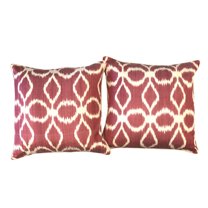 Silk Ikat Pillows (15" Square) red