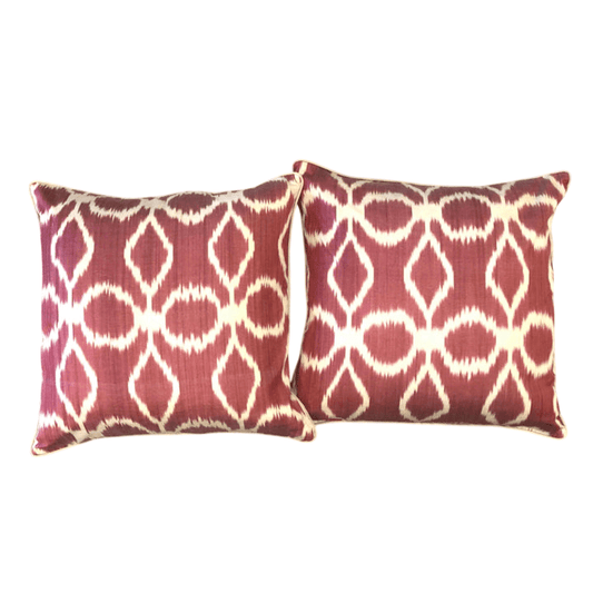 Silk Ikat Pillows (15" Square) red