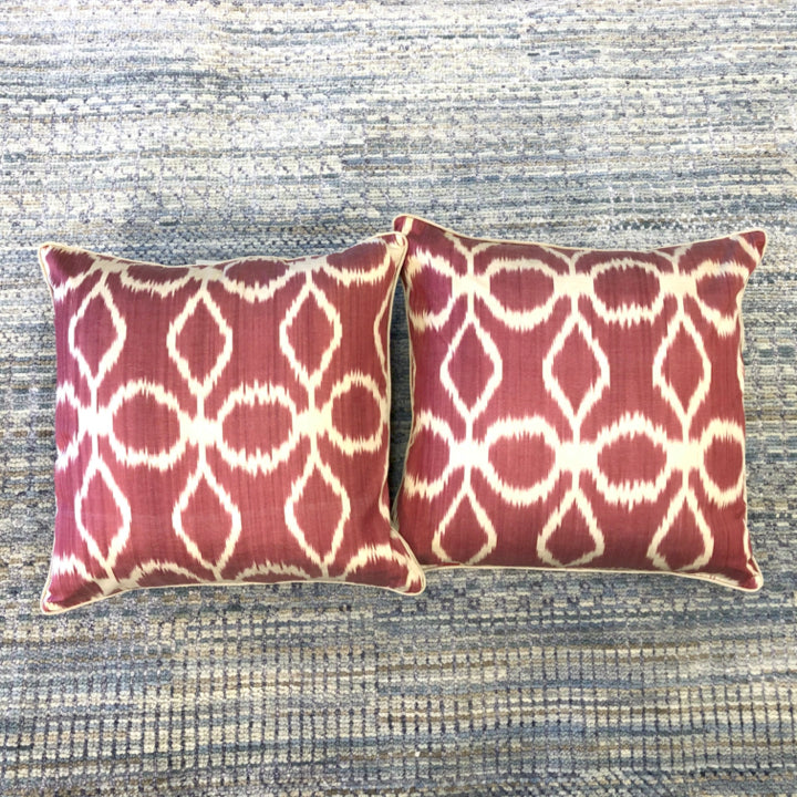 Silk Ikat Pillows (15" Square) red